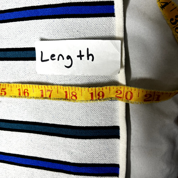 Ann Taylor Womens XL Blouse White Blue Green Stripe Off The Shoulder Boho Casual - Picture 4 of 11